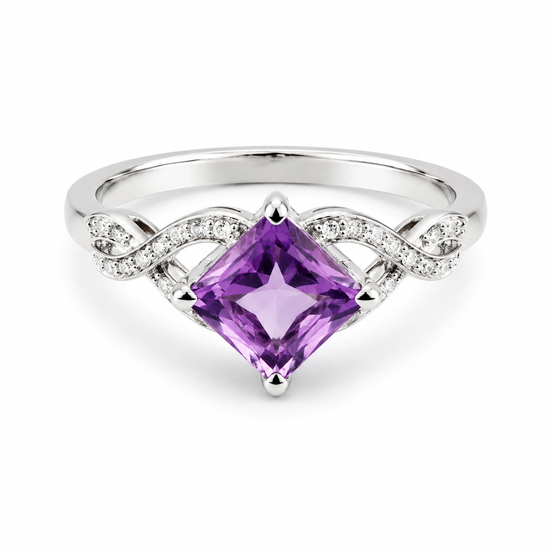 Amethyst CZ and Sterling Ring