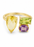 Multi Gemstone and Gold over Sterling Ring