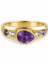 Amethyst Blue Topaz and Gold over Sterling Ring