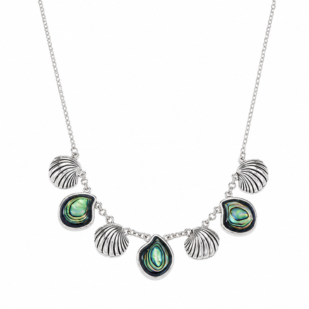 Antiqued Sterling Seashell Trapeze Necklace 18 to 20 inch