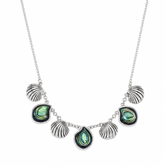 Antiqued Sterling Seashell Trapeze Necklace 18 to 20 inch