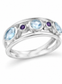 Blue Topaz Amethyst and Sterling All in a Row Ring
