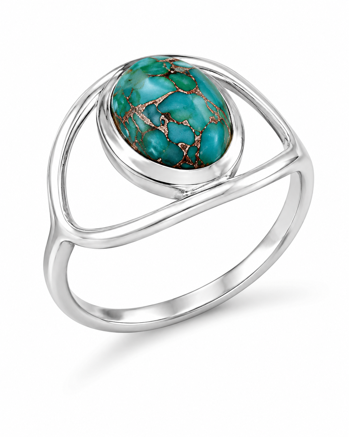 Turquoise and Copper Matrix Sterling Ring