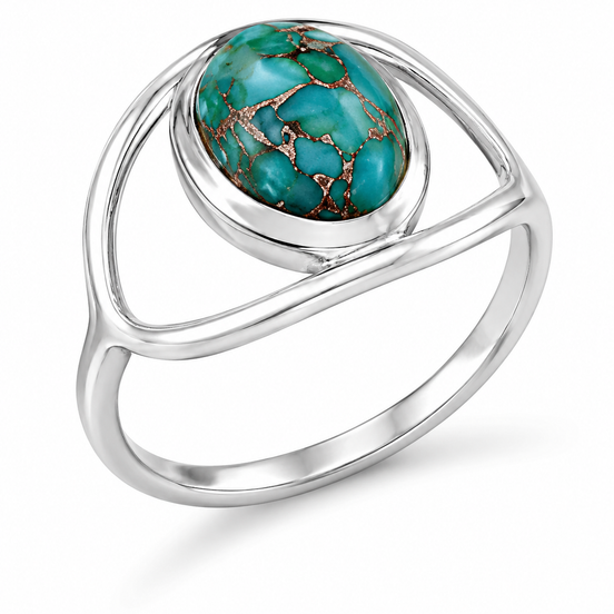 Turquoise and Copper Matrix Sterling Ring