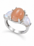 Peach Moonstone Rainbow and Sterling Ring
