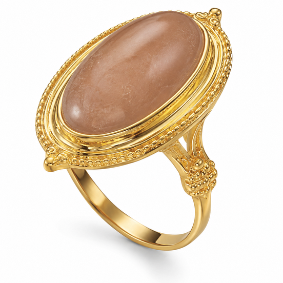 Peach Moonstone and 14K Gold over Sterling Ring