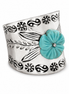 Tuquoise Carved Flower and Sterling Ring