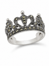 Marcasite and Antiqued Sterling Crown Ring