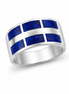 Lapis and Sterling Inlay Wide Band Ring
