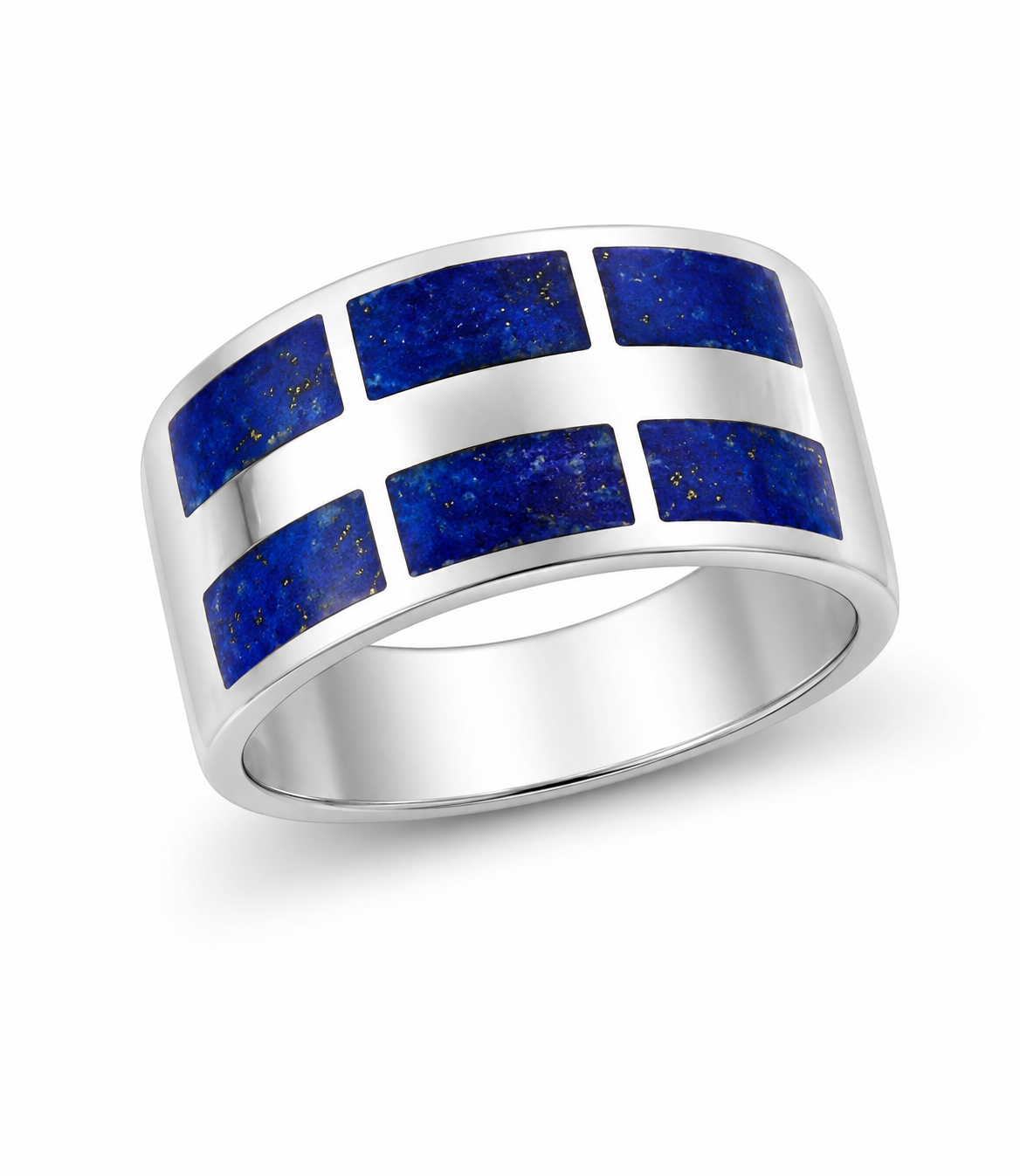 Lapis and Sterling Inlay Wide Band Ring