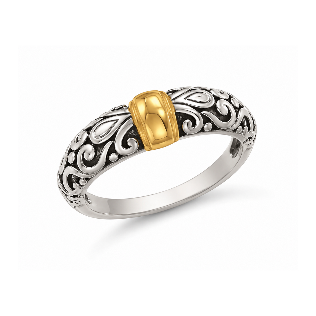 Antiqued Two-toned Gold over Sterling Band Ring