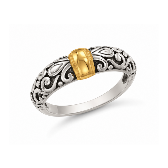 Antiqued Two-toned Gold over Sterling Band Ring