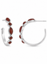 Red Jasper and Sterling Half Hoop Post Earrings