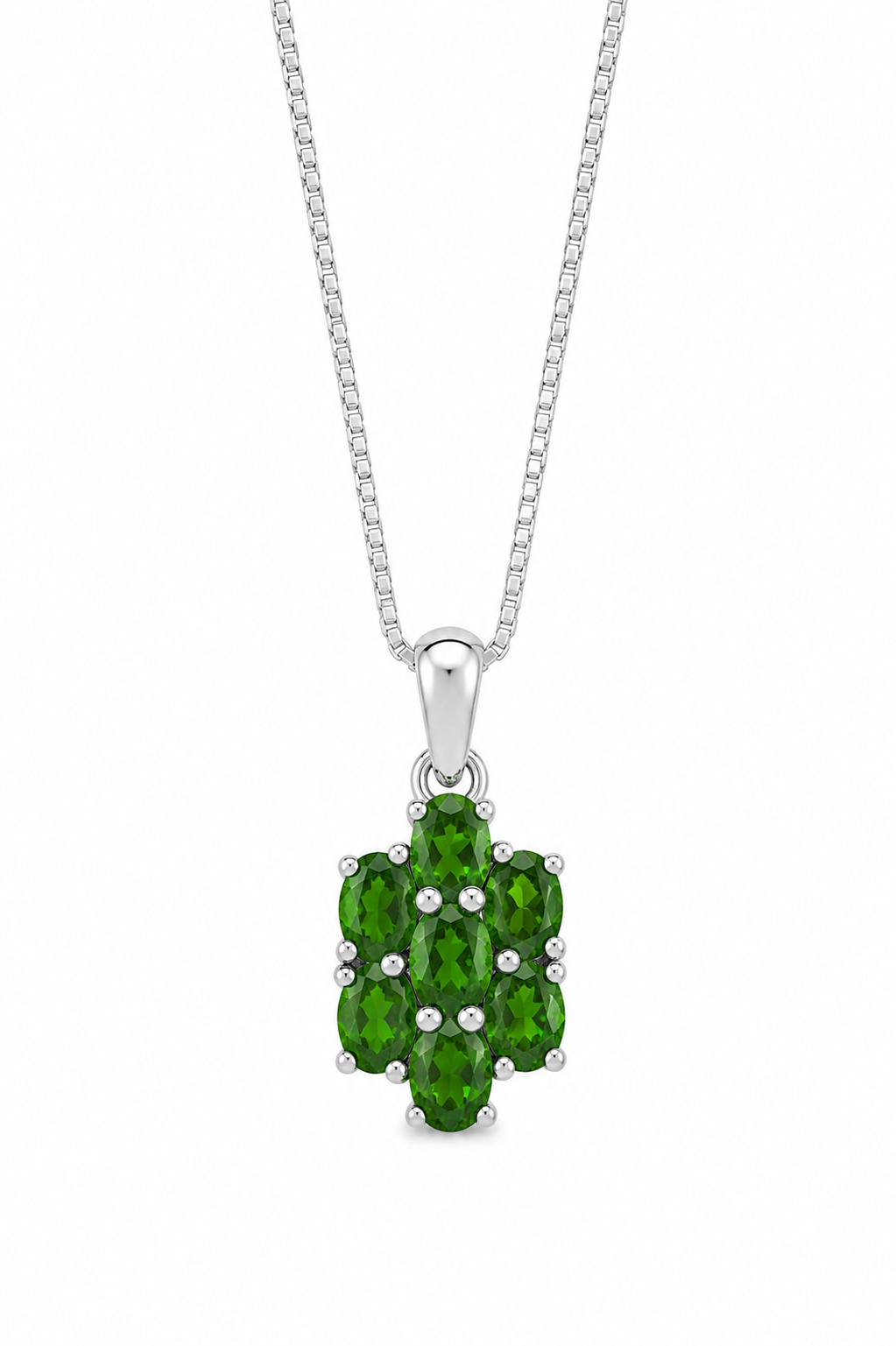 Chrome Diopside and Sterling Cluster Pendant