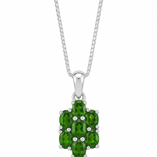 Chrome Diopside and Sterling Cluster Pendant