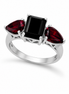 Black Onyx Garnet and Sterling Ring