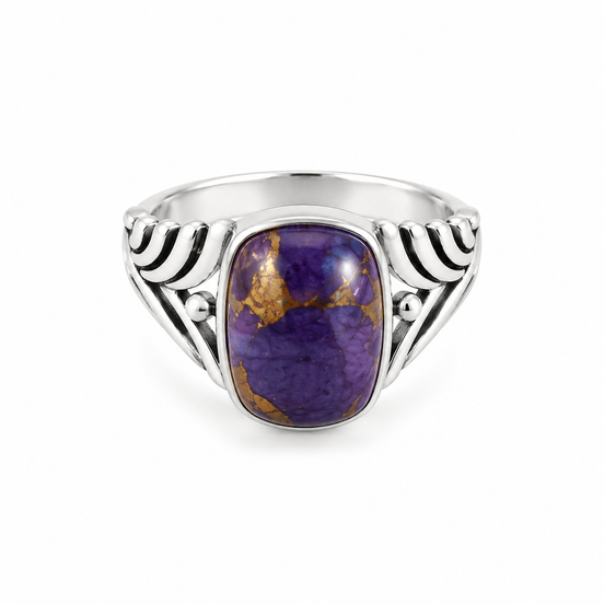 Purple Turquoise and Antiqued Sterling Ring