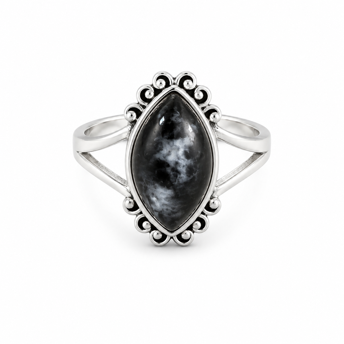 Zebra Jasper Antiqued Sterling Ring