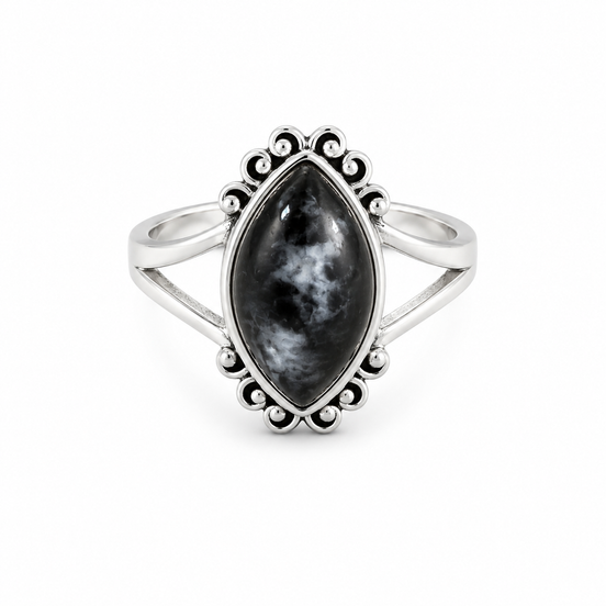 Zebra Jasper Antiqued Sterling Ring