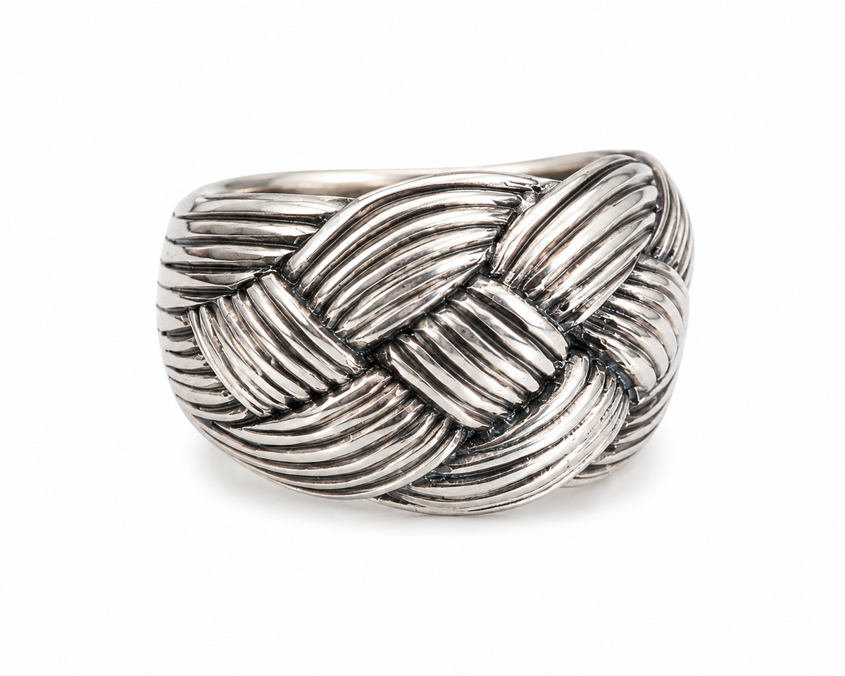 Antiqued Sterling Braided Rope Ring