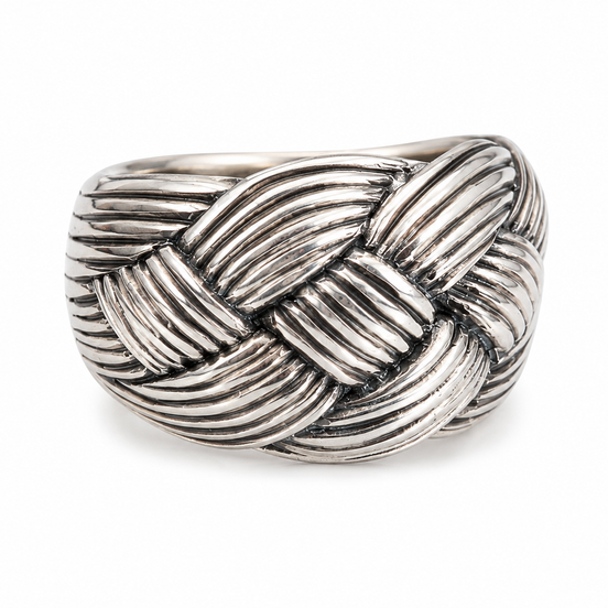 Antiqued Sterling Braided Rope Ring