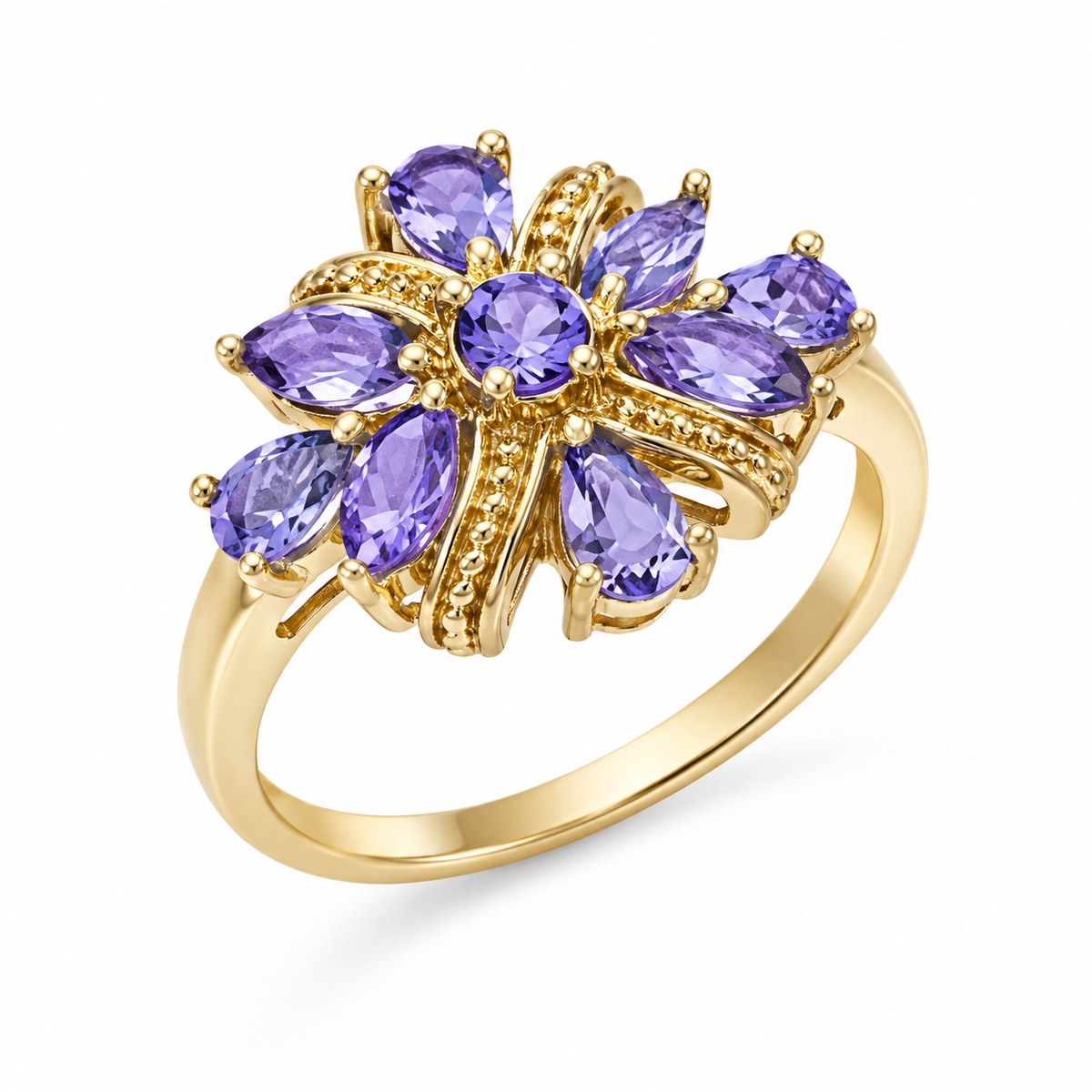 Tanzanite and 18K Gold over Sterling Ring