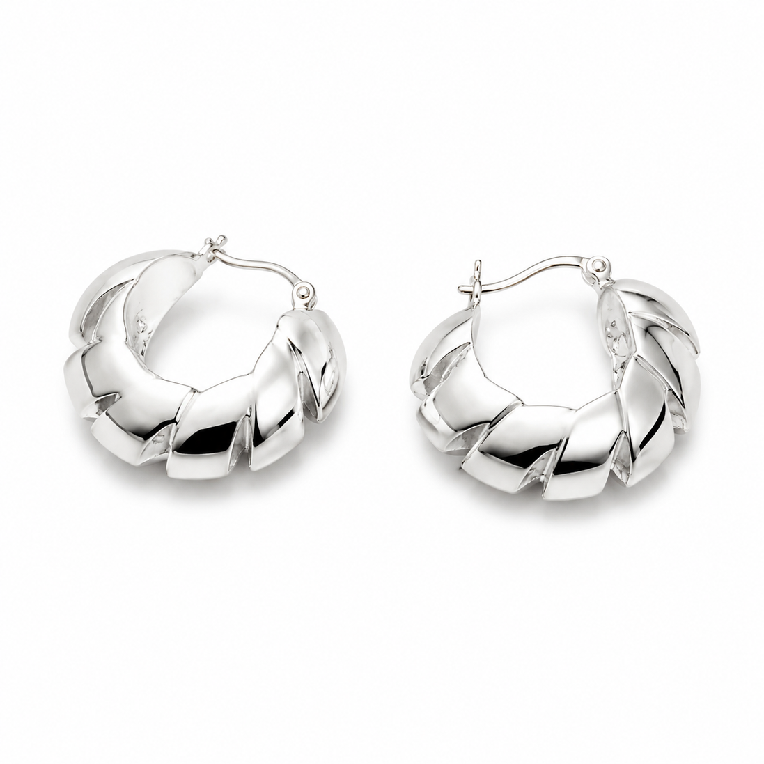 Sterling Dimensional Hoop Pierced Earrings