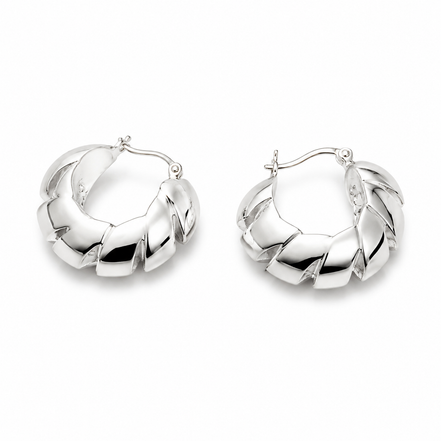Sterling Dimensional Hoop Pierced Earrings