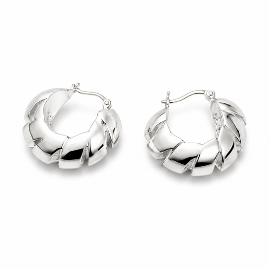 Sterling Dimensional Hoop Pierced Earrings