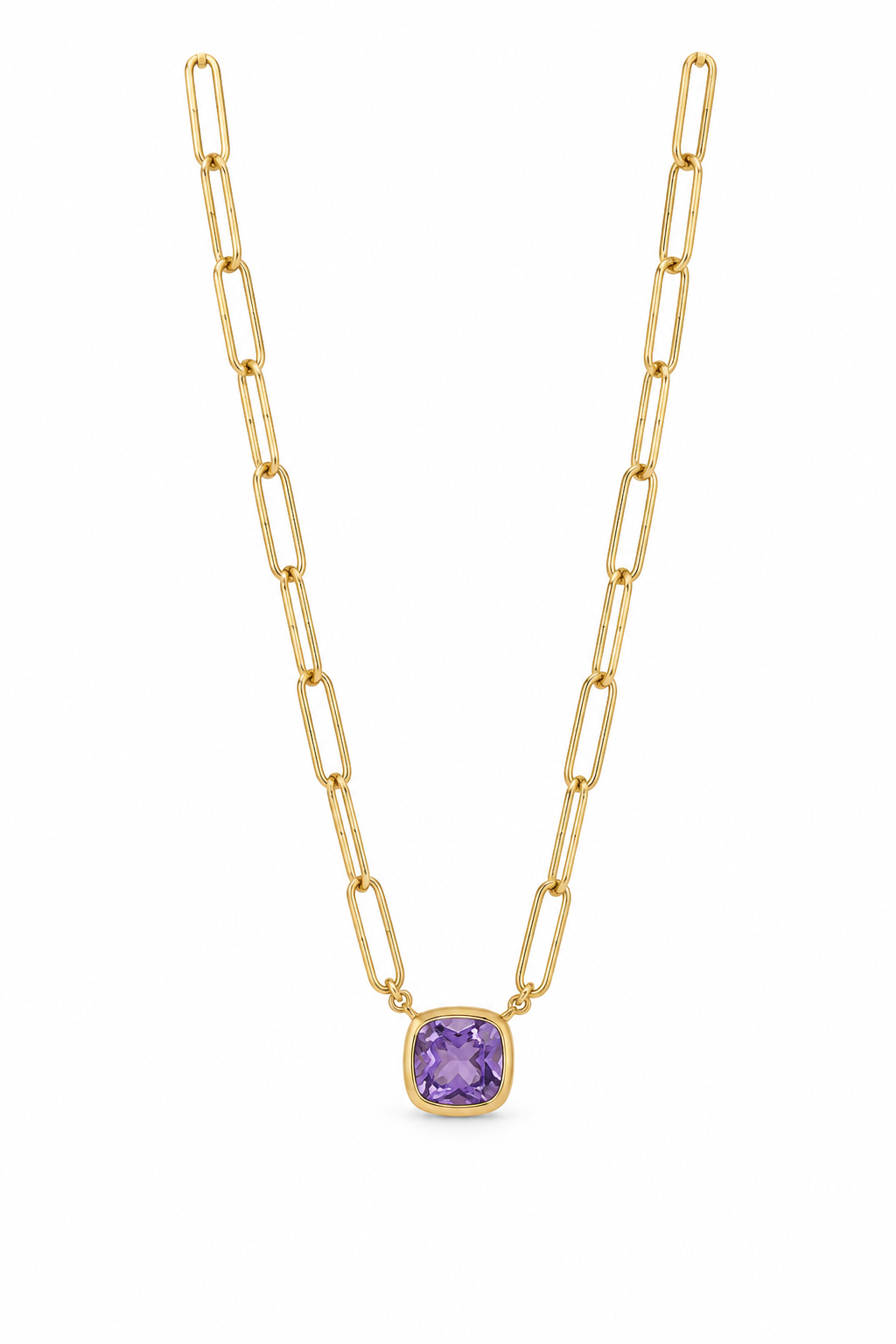 Amethyst and 18K Gold over Sterling Necklace