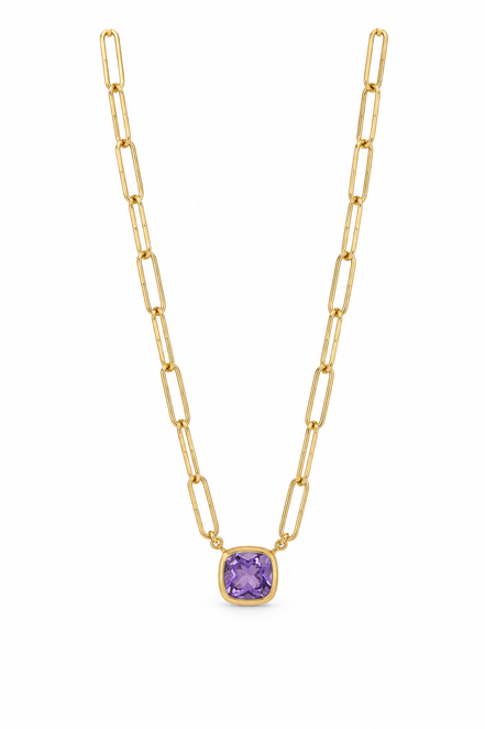 Amethyst and 18K Gold over Sterling Necklace