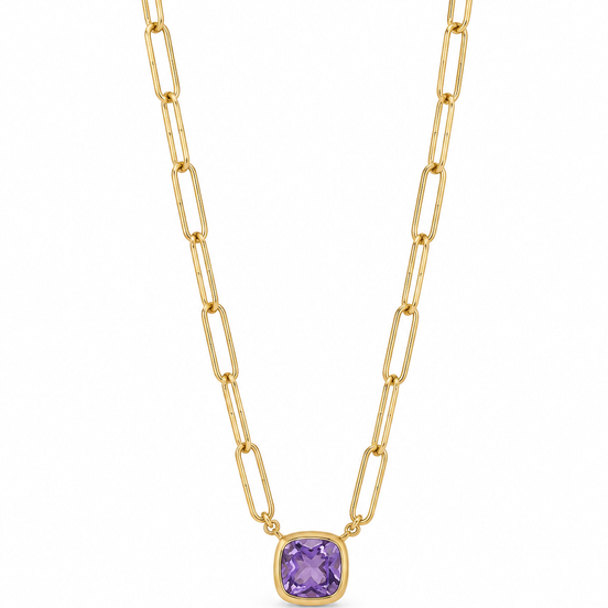 Amethyst and 18K Gold over Sterling Necklace