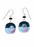 Dichroic Glass Blue Two-tone Swirl Earrings with Sterling Hooks
