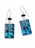 Dichroic Glass Spiraling Iridescence Earrings with Sterling Hooks