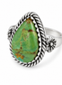 Green Turquoise and Sterling Floral Teardrop Ring