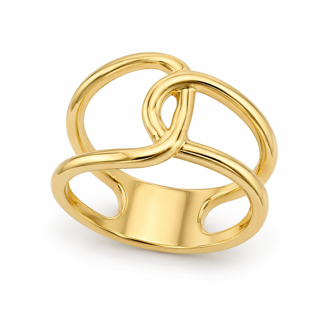 Gold over Sterling Interlocking Open-Band Ring