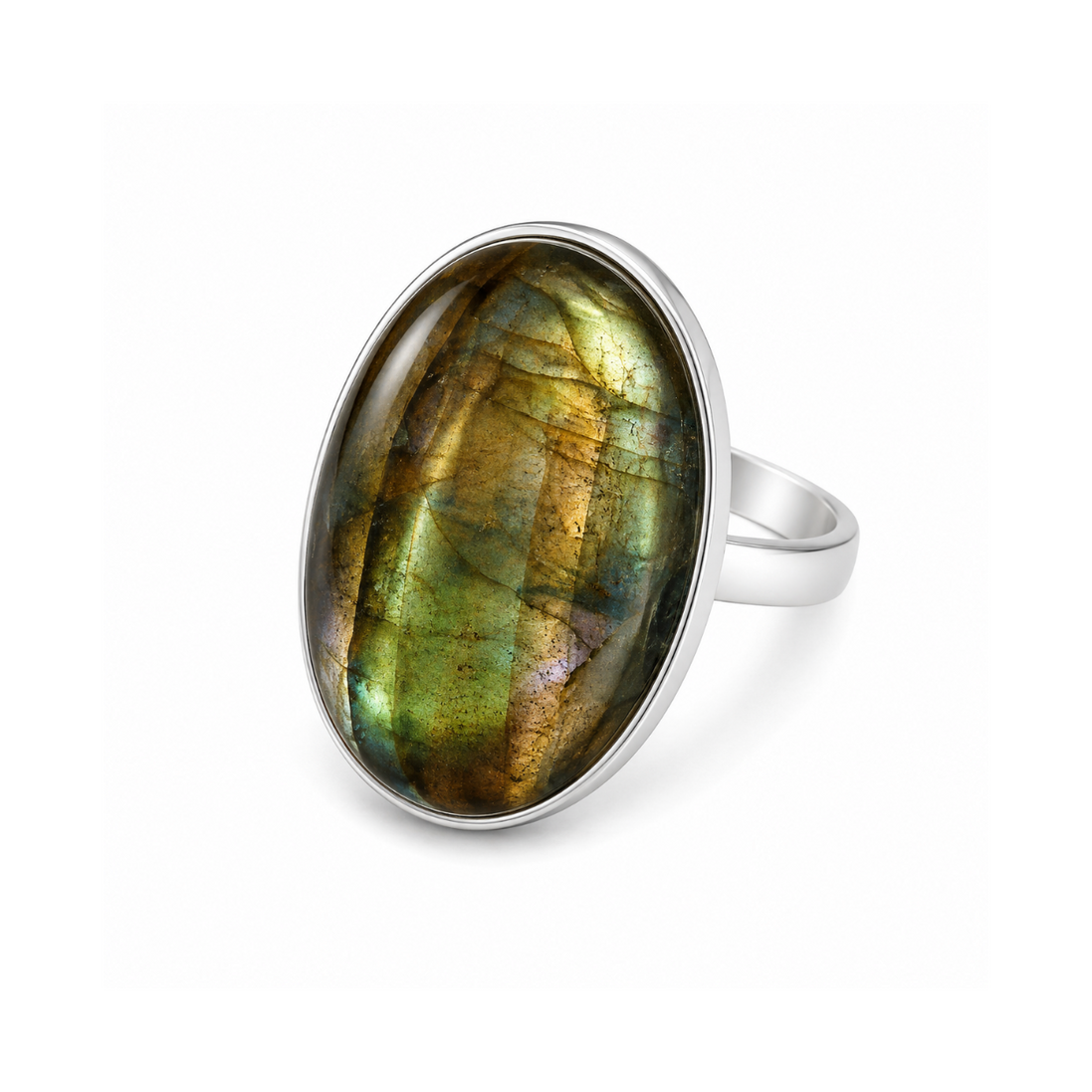 23K Cabochon Labradorite and Sterling Ring