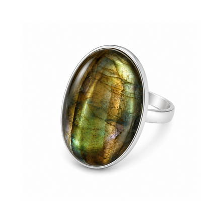 23K Cabochon Labradorite and Sterling Ring