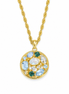 Multi Gemstone and 18K Gold over Sterling Silver Pendant with a Singapore Gold over Sterling Chain 18 to 20 inches