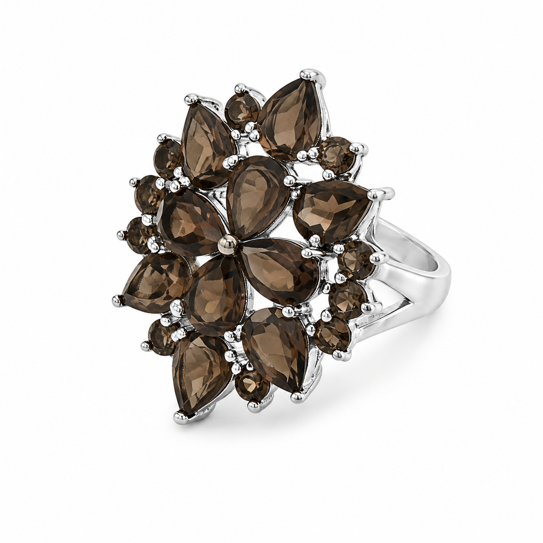 7 Carat Genuine Smokey Quartz and Sterling Ring