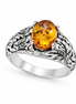 Amber and Sterling Maple Leaves Setting Ring