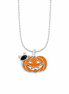 Enameled Sterling Pumpkin and Spinel Cat Pendant