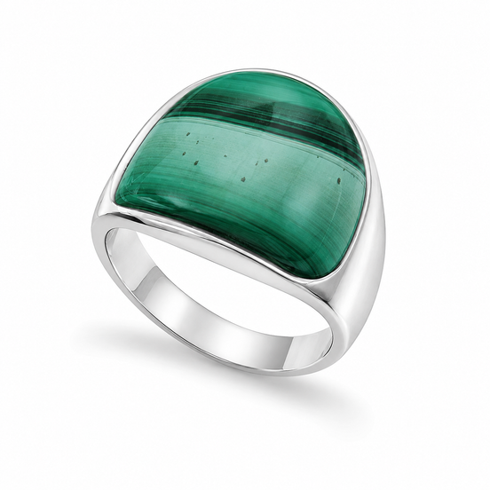 Malachite and Sterling Sleek Wide Band Ring