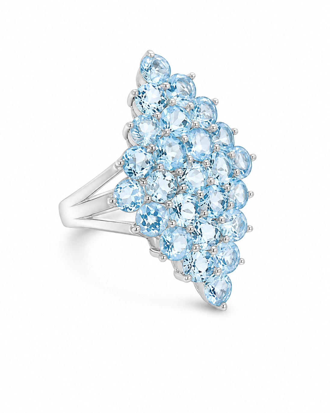 7.5K Sky Blue Topaz and Sterling Radiance Ring