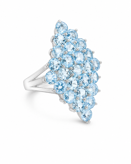 7.5K Sky Blue Topaz and Sterling Radiance Ring