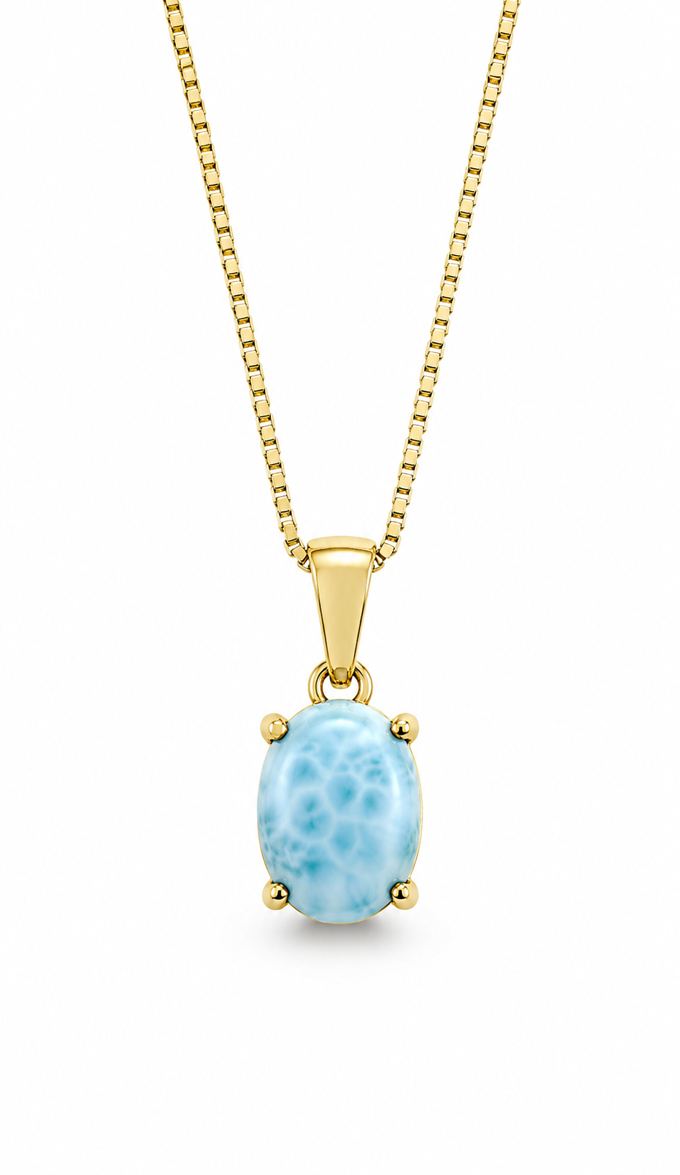 Larimar and 18K Gold over Sterling Pendant