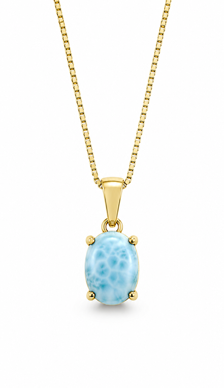 Larimar and 18K Gold over Sterling Pendant