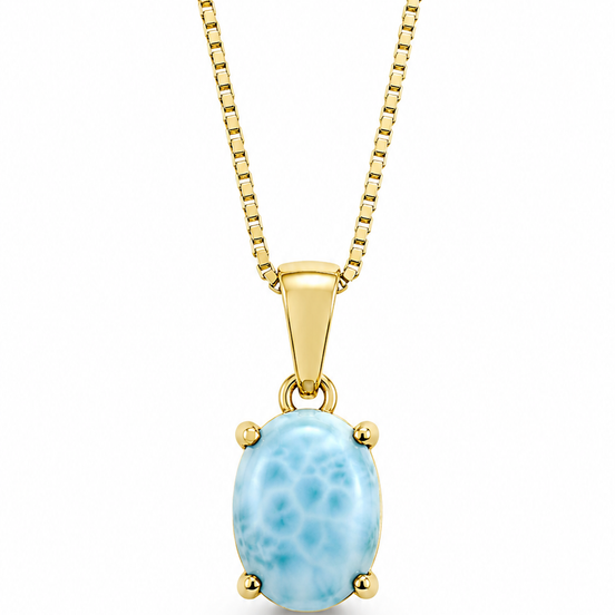 Larimar and 18K Gold over Sterling Pendant