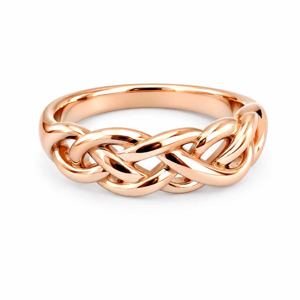 18K Gold Rose Gold over Sterling Interwoven Knot Ring
