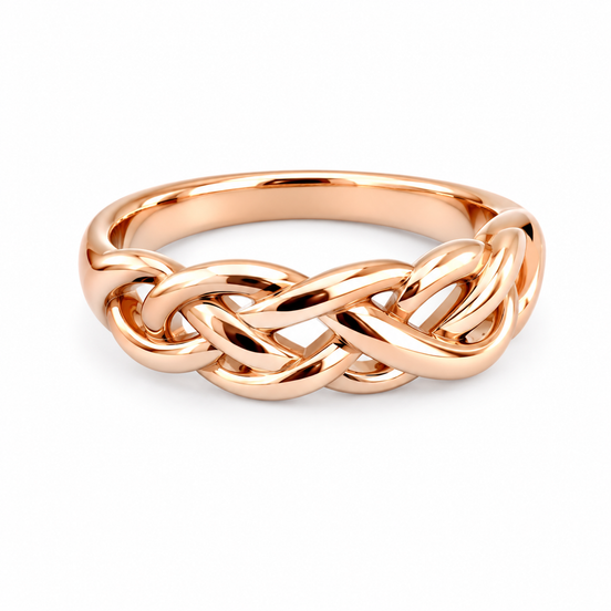 18K Gold Rose Gold over Sterling Interwoven Knot Ring